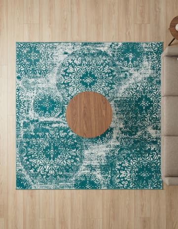Turquoise Monte Carlo Square Rug