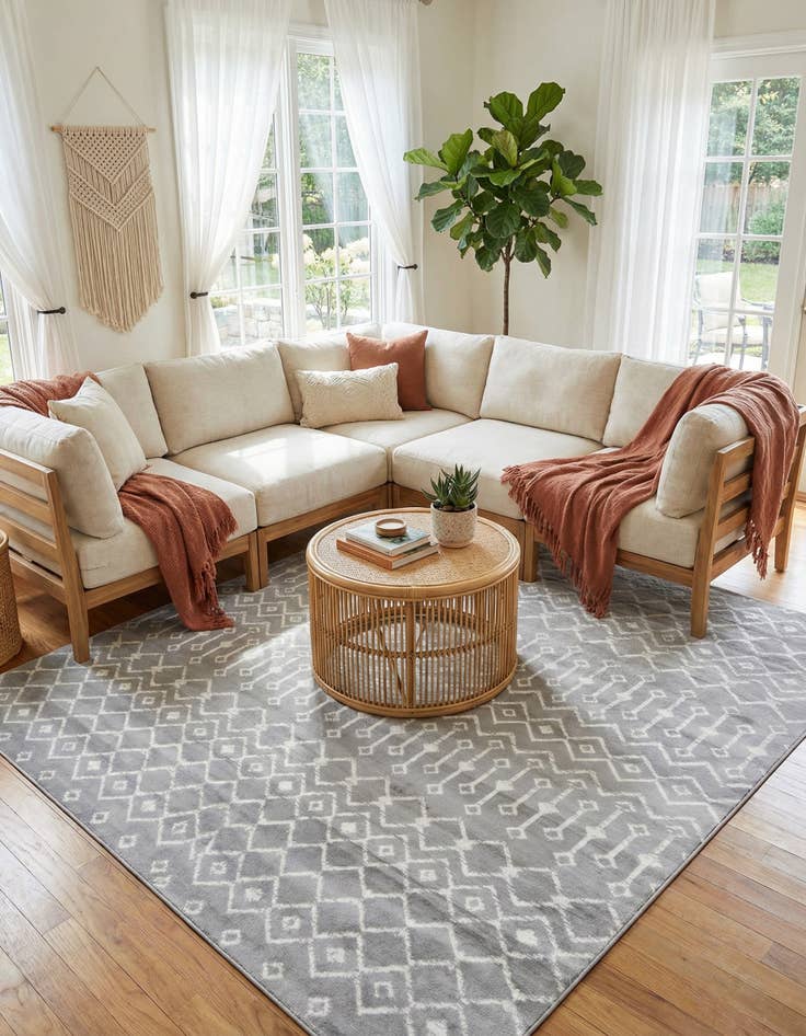 Detail image of 7' 10 x 7' 10 Kasbah Trellis Square Rug