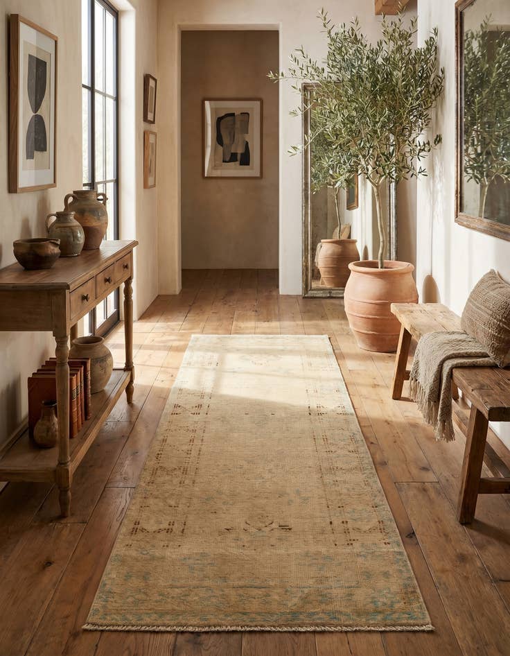 Detail image of 2' 11 x 5' 10 Hand Knotted Oushak Wool Runner Rug