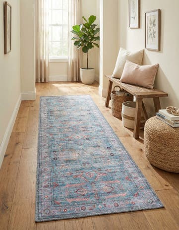 Blue Washable Maahru Runner Rug