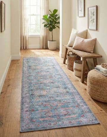 Blue Washable Maahru Runner Rug