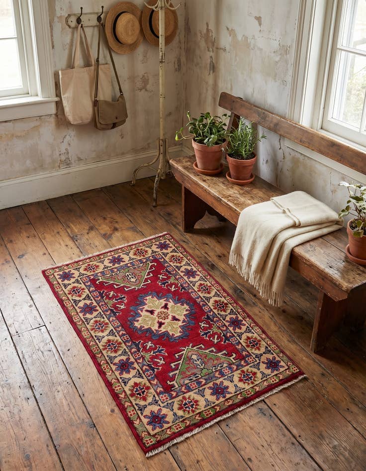 Detail image of 1' 11 x 3' Hand Knotted Kazak Rug