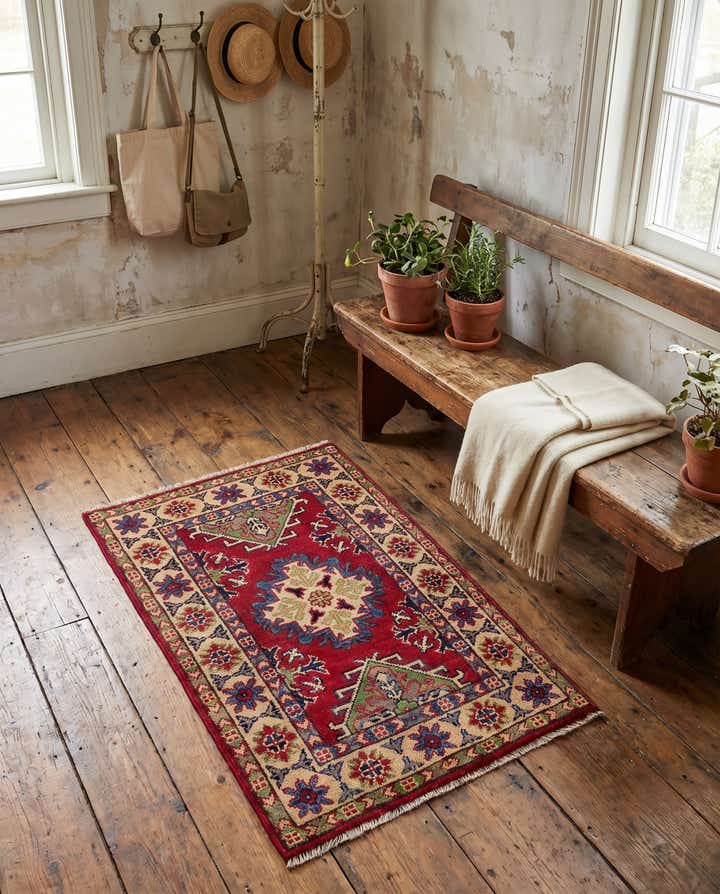 1' 11 x 3' Hand Knotted Kazak Rug