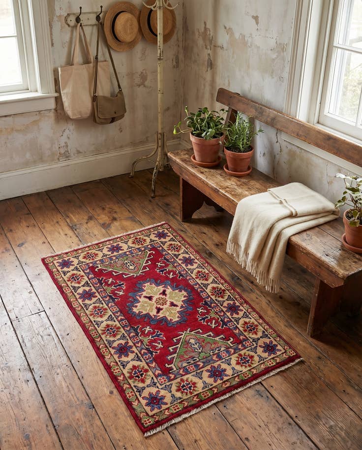 Detail image of 1' 11 x 3' Hand Knotted Kazak Rug