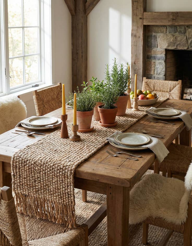 Detail image of 1' 2 x 8' Hand Woven Chunky Jute Table Runner Rug