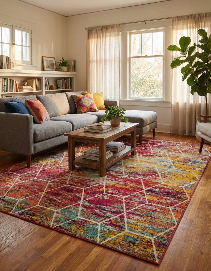 Detail image of 7' 10 x 10' Lattice Frieze Rug