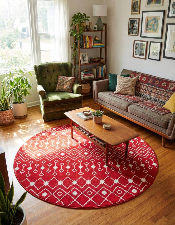 Detail image of 5' 3 x 5' 3 Moroccan Trellis Round Rug