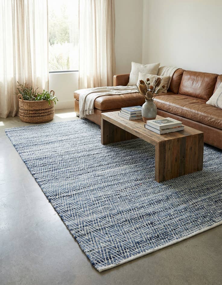 Detail image of 8' x 11'  Hand Woven Chindi Chevron Rug