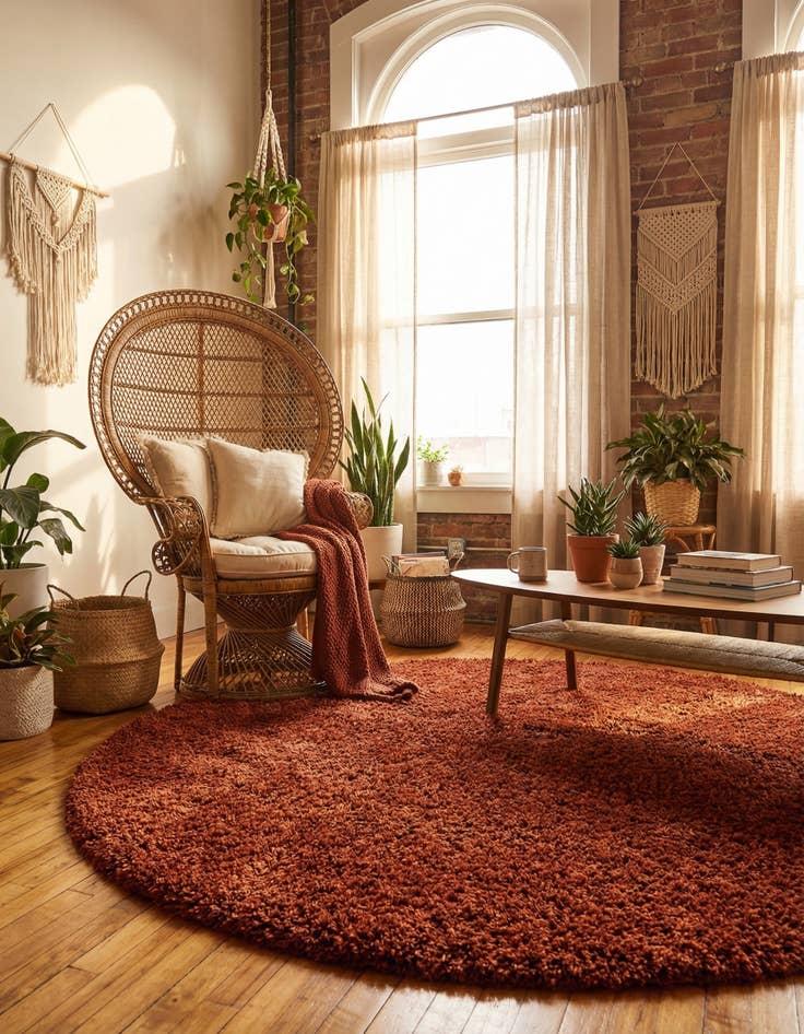 Detail image of 7' x 7' Solid Shag Round Rug