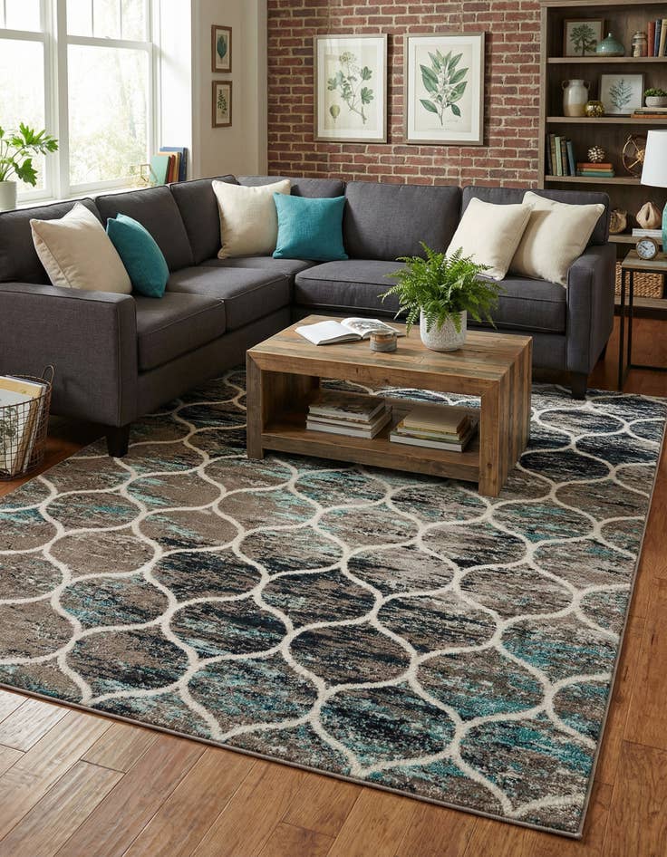 Detail image of 7' 10 x 10' Lattice Frieze Rug