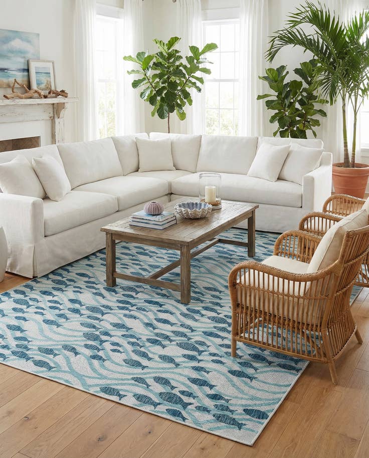 Detail image of 10' x 14' Easy-Clean Coastal Indoor / Outdoor Rug