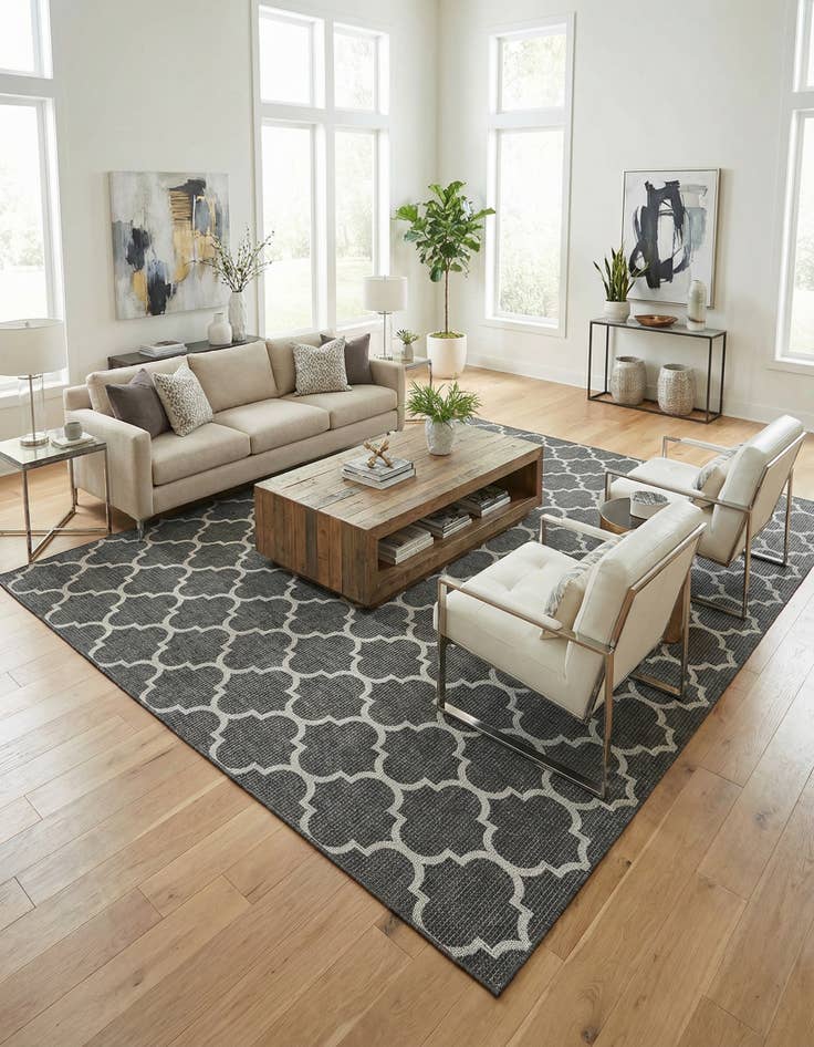 Detail image of 13' x 13'  Washable Trellis Indoor / Outdoor Square Rug