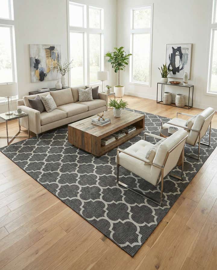13' x 13' Easy-Clean Lattice Indoor / Outdoor Square Rug
