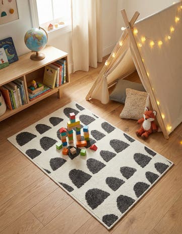 Ivory and Gray Whimsy Kids Rug
