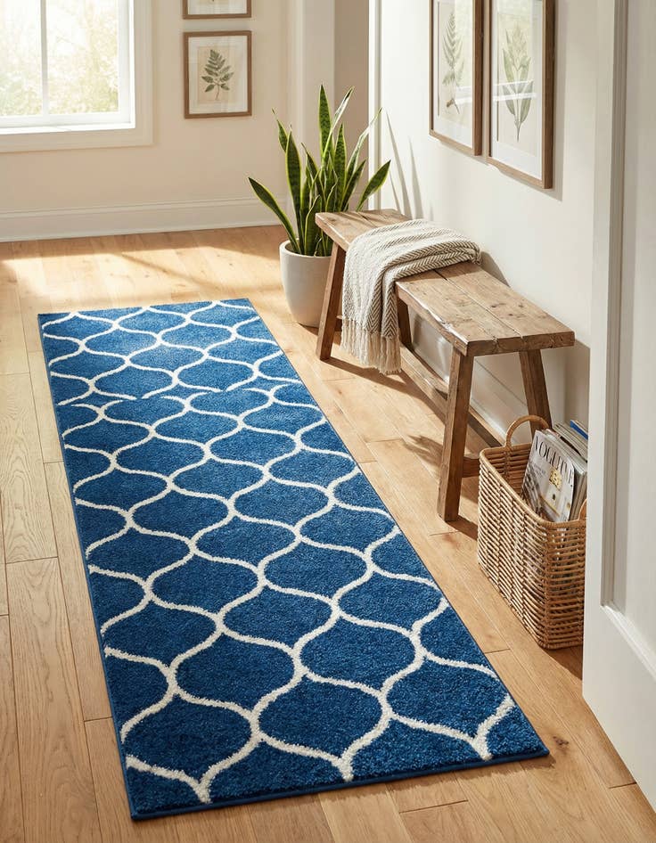 Detail image of 2' x 6' Lattice Frieze Runner Rug