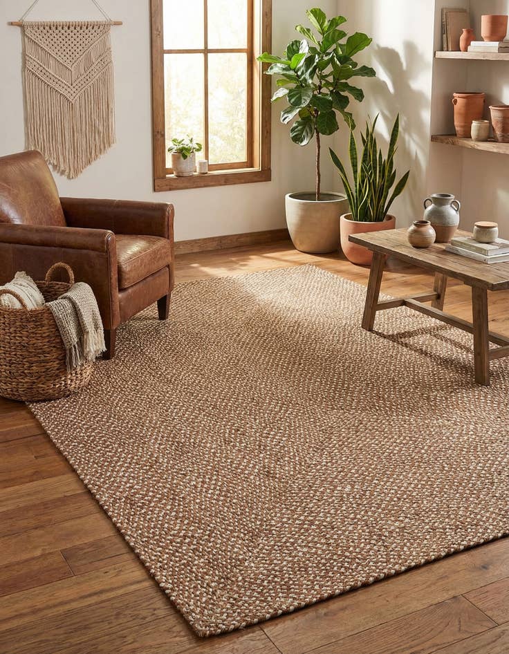 Detail image of 6' 1 x 9' Handmade Tweed Braided Jute Rug