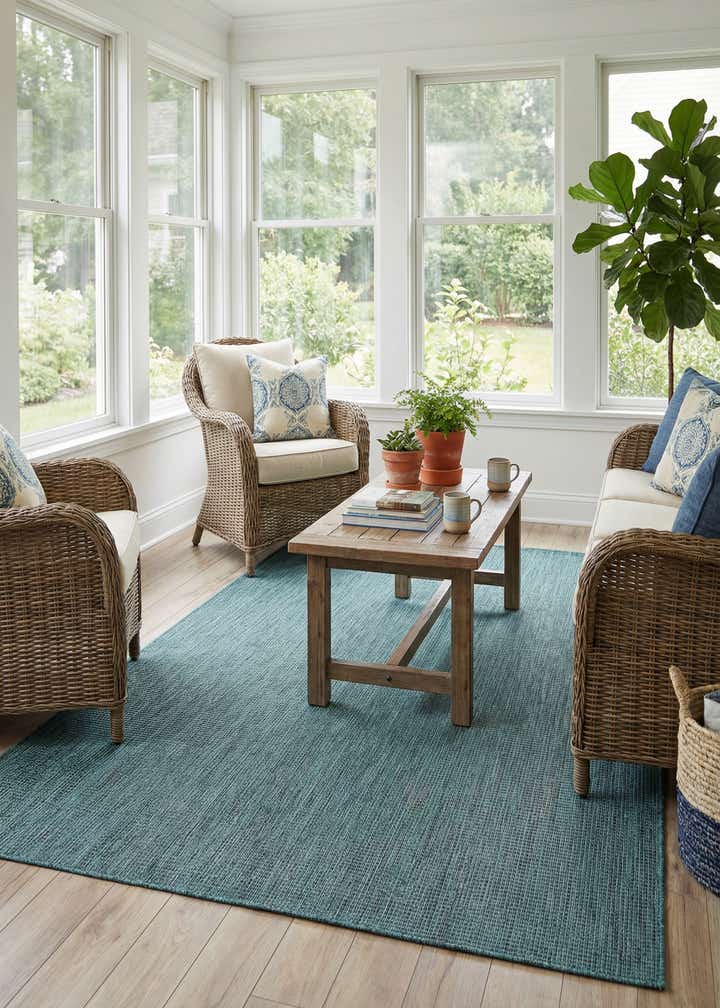 5' 3 x 8' Easy-Clean Solid Indoor / Outdoor Rug