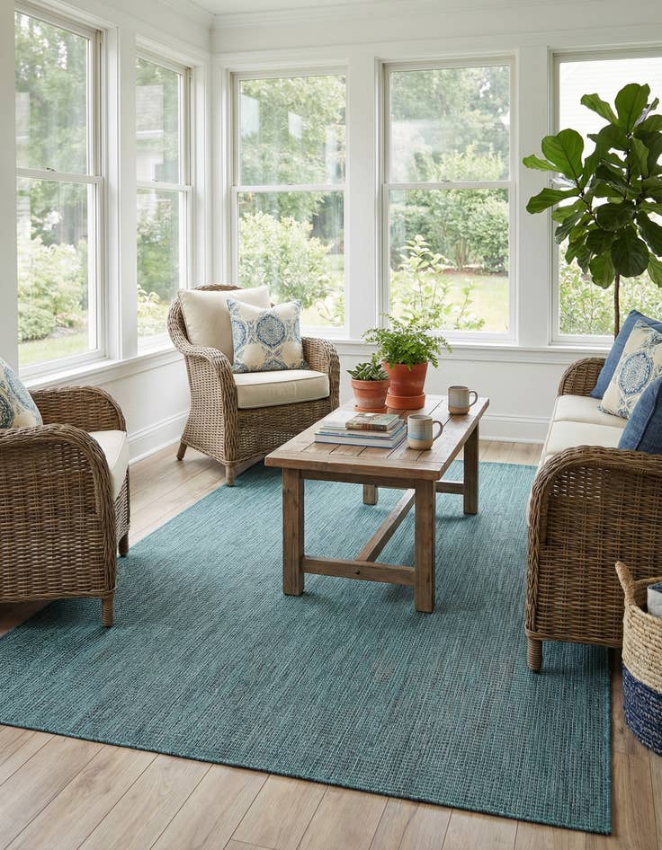 Detail image of 5' 3 x 8' Easy-Clean Solid Indoor / Outdoor Rug