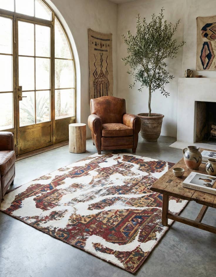 Detail image of 4' x 5' Hand Knotted Ultra Vintage Persian Wool Square Rug