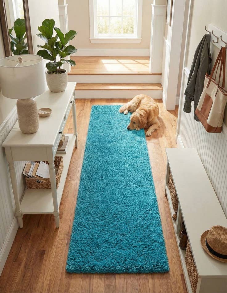 Detail image of 2' 7 x 10' Solid Shag Runner Rug