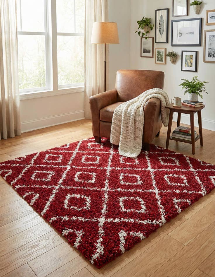 Detail image of 4' x 4' Trellis Shag Square Rug