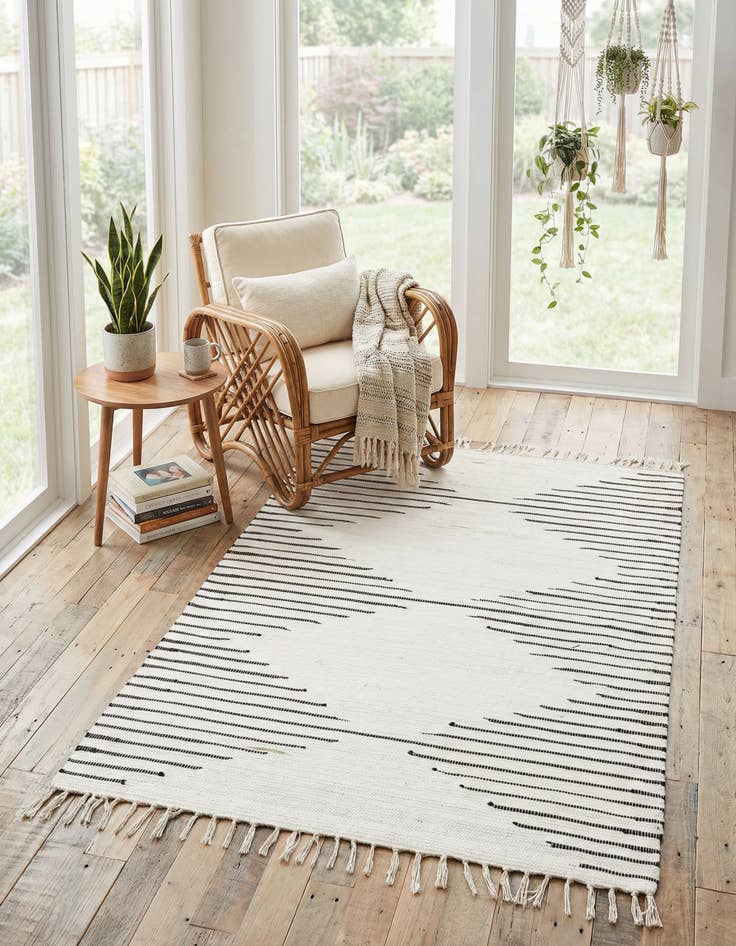 Detail image of 4' 1 x 6' 1  Hand Woven Chindi Cotton Rug