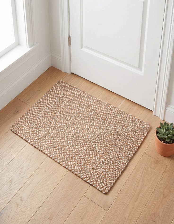 Detail image of 2' x 3' 1 Handmade Tweed Braided Jute Rug