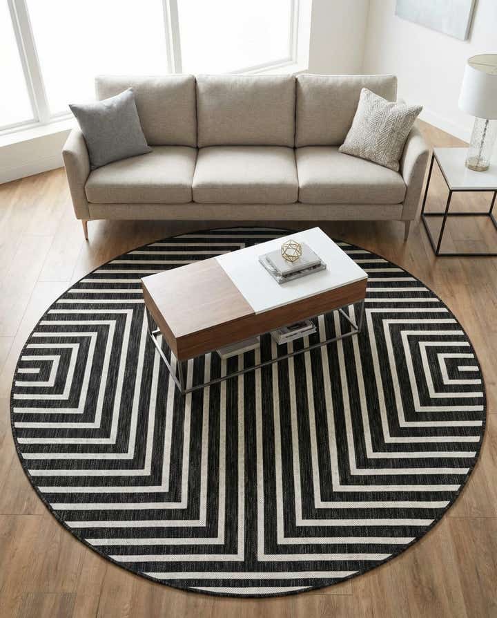 6' x 6' Easy-Clean Modern Indoor / Outdoor Round Rug