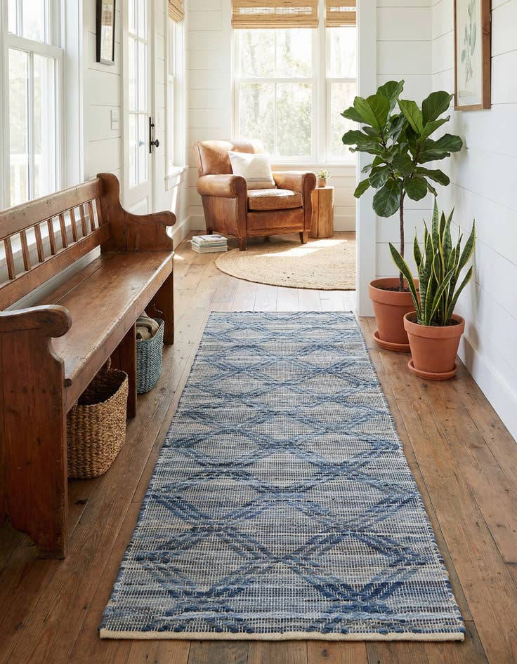 Detail image of 2' 7 x 12'  Hand Woven Chindi Cotton Runner Rug