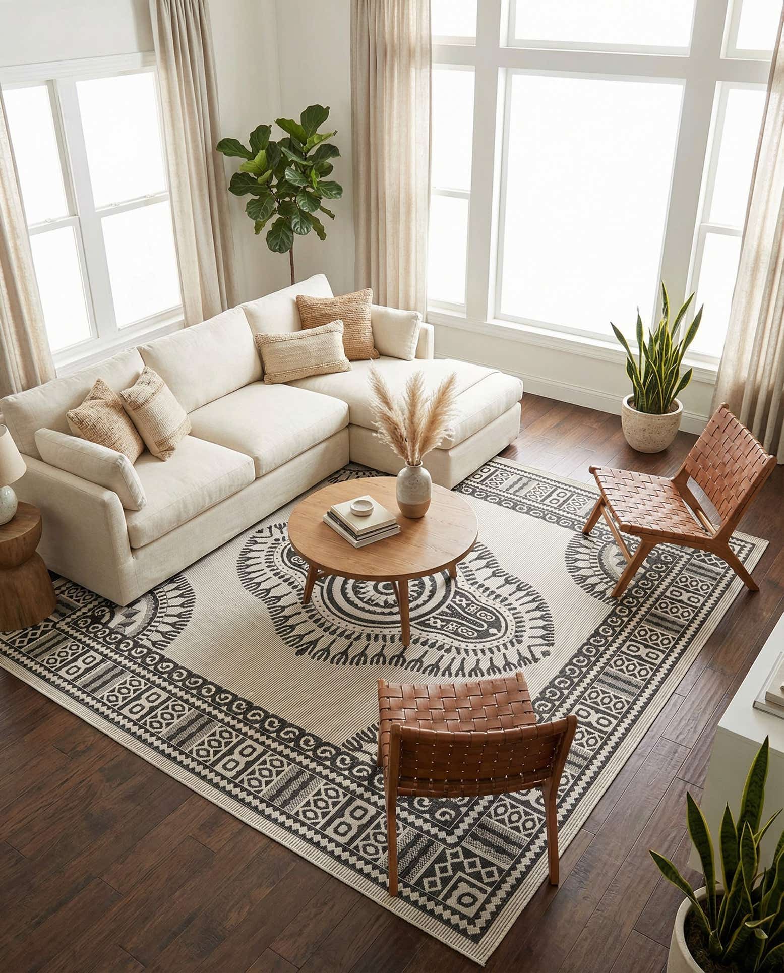 10' x 10' Easy-Clean Traditional Indoor / Outdoor Square Rug