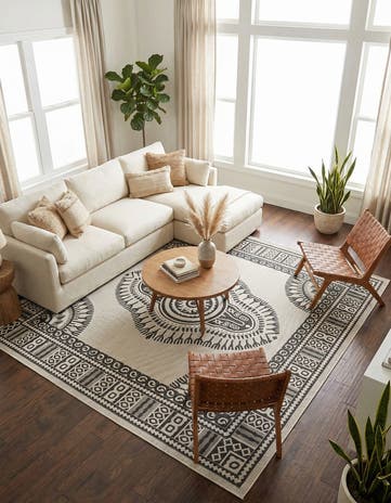 10' x 10' Easy-Clean Traditional Indoor / Outdoor Square Rug
