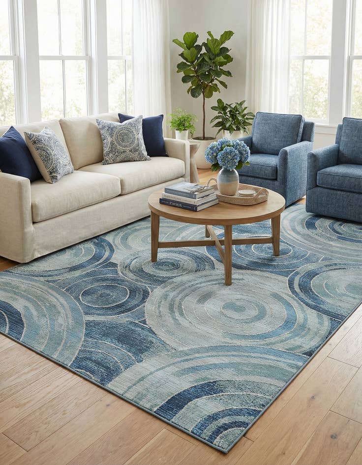 Detail image of 5' 3 x 8' Easy-Clean Modern Indoor / Outdoor Rug