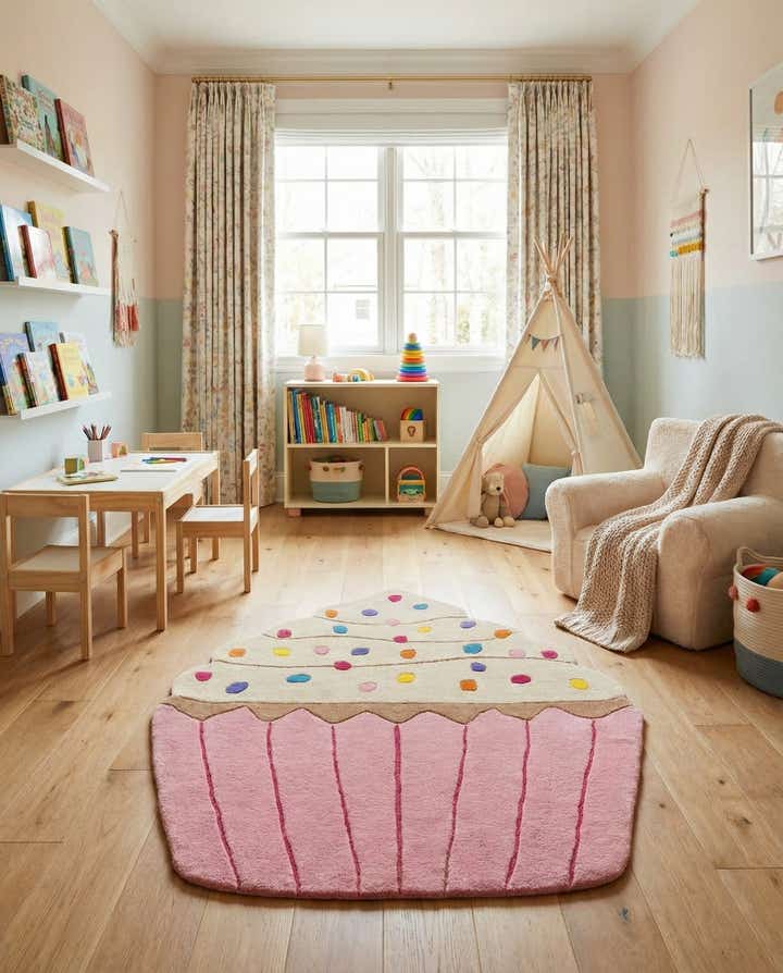 4' 8 x 5' 3 Happy Rugs Cupcake Wool