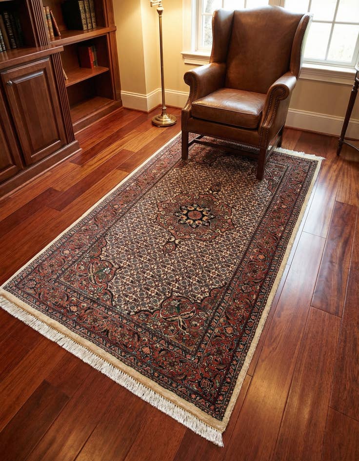 Detail image of 3' 2 x 5' 5 Bidjar With Silk Rug