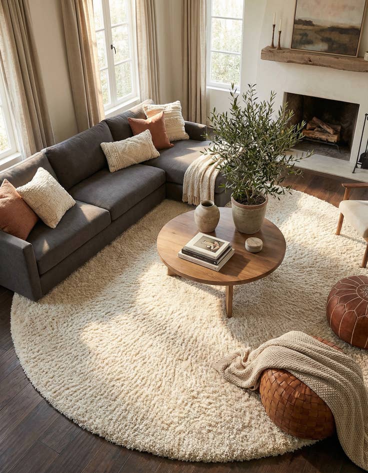 Detail image of 10' x 10' Solid Shag Round Rug