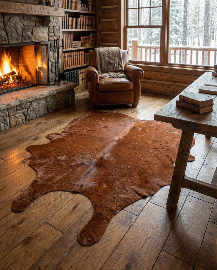 Detail image of 5' x 5' 7 Cowhide Leather Rug