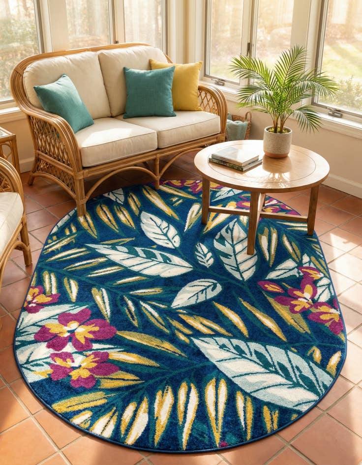 Detail image of  5' 3 x 7' 10 Bloom Oval Rug