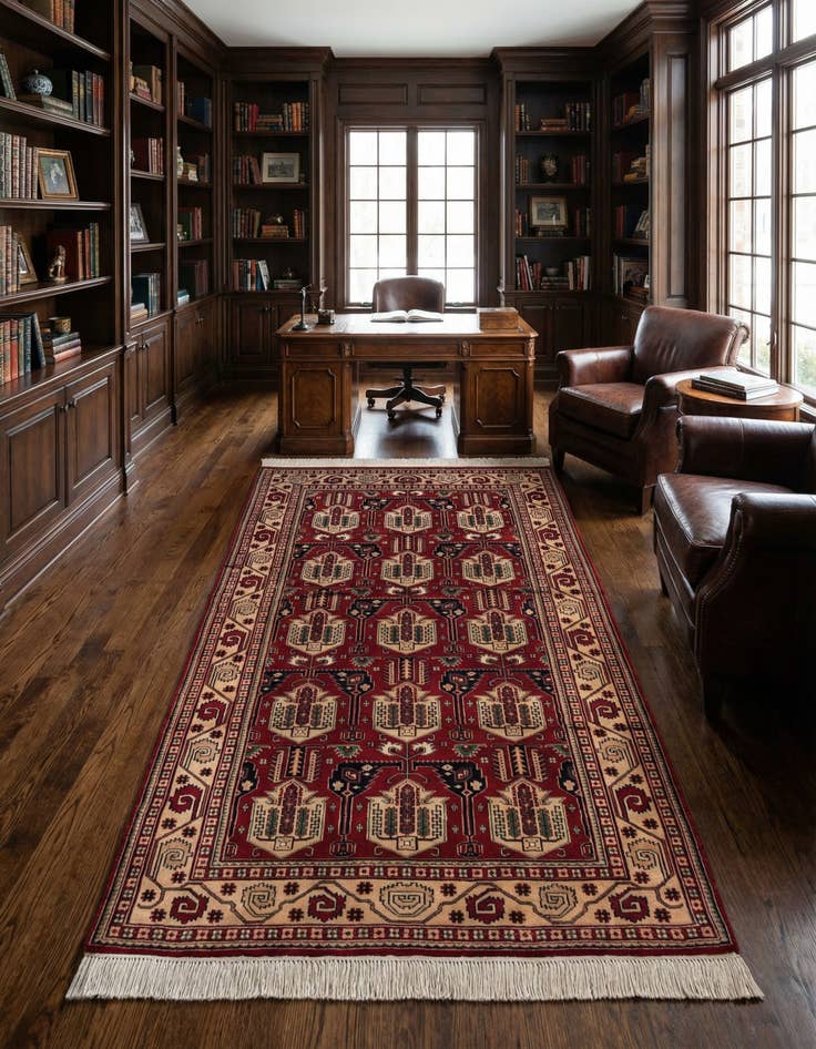 Detail image of 4' 1 x 7' 1 Hand Knotted Kazak Oriental Wool Rug