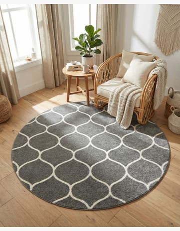 7' x 7' Trellis Frieze Round Rug