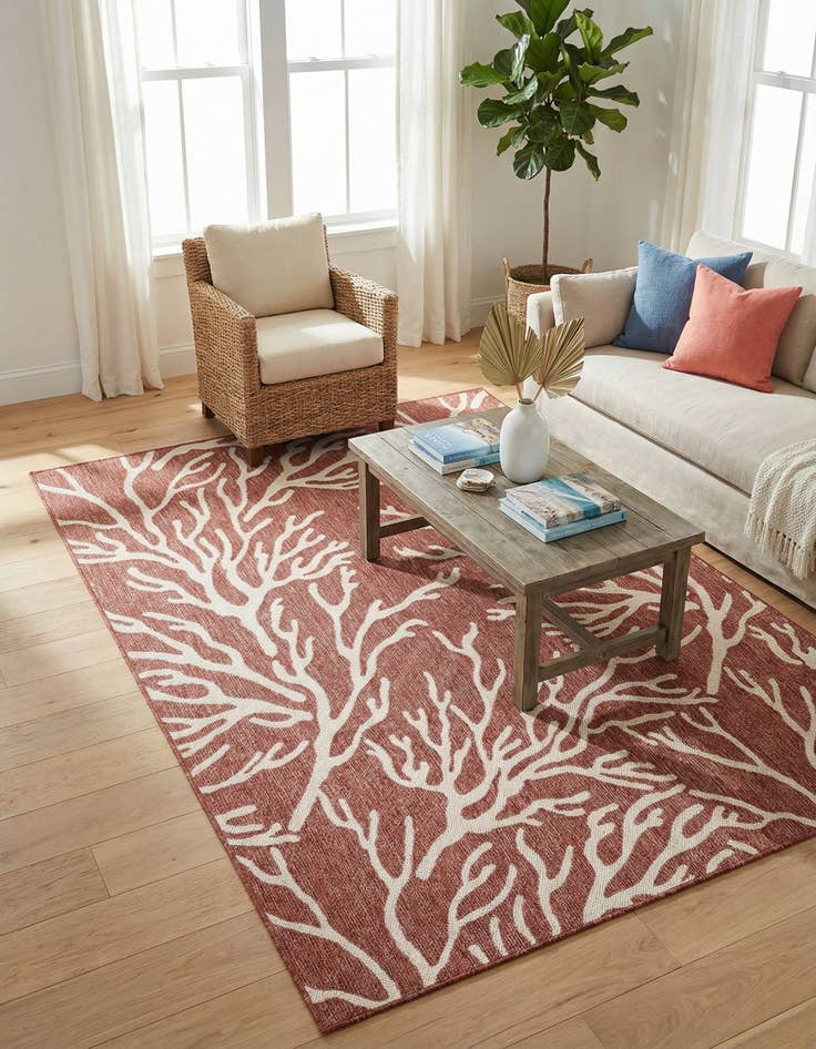 Detail image of  5' 3 x 8'  Washable Coastal Indoor / Outdoor Rug