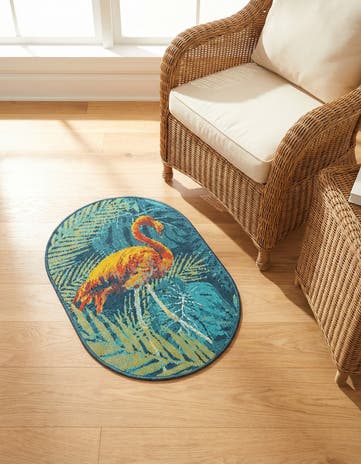 2' x 3' Easy-Clean Coastal Indoor / Outdoor Oval Rug