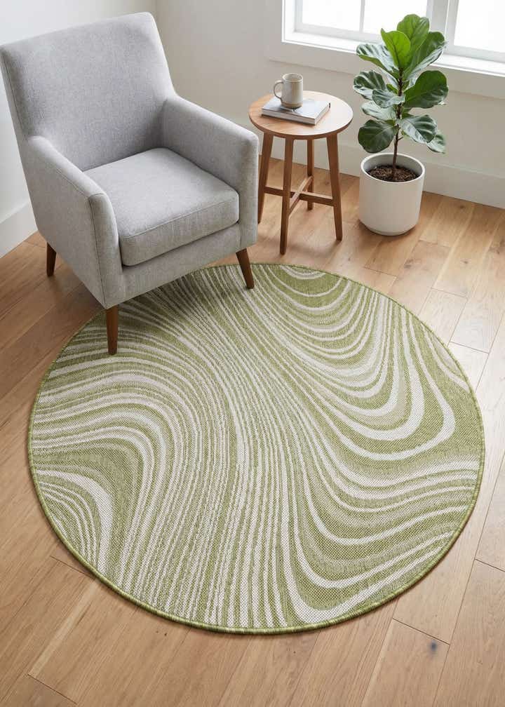 4' x 4' Easy-Clean Modern Indoor / Outdoor Round Rug
