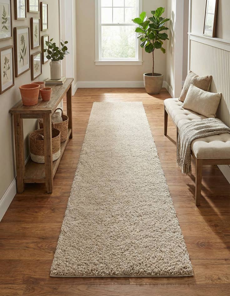 Detail image of 2' 7 x 12' Soft Solid Shag Runner Rug