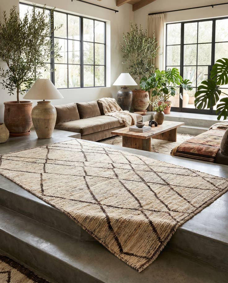 Detail image of 4' 2 x 6' 7 Hand Knotted Moroccan Wool Rug