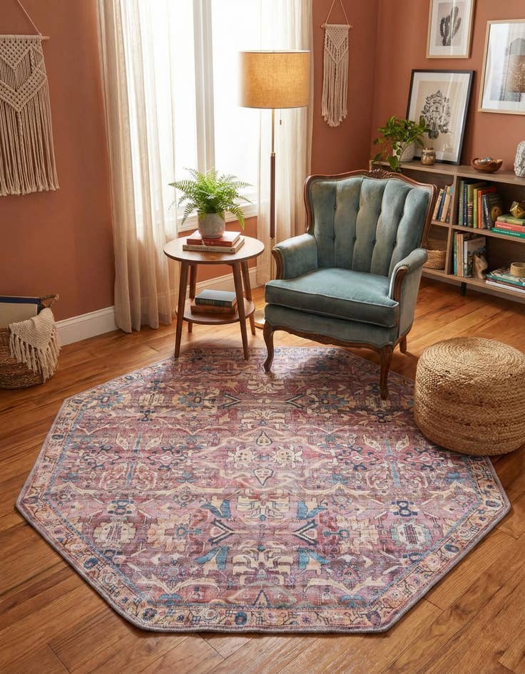 Detail image of 5' 3 x 5' 3 Washable Nostalgia Octagon Rug