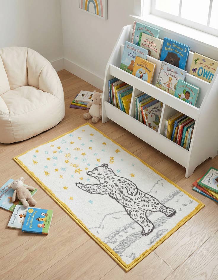 Detail image of 2' 2 x 3' 11 Bear Whimsy Kids Runner Rug