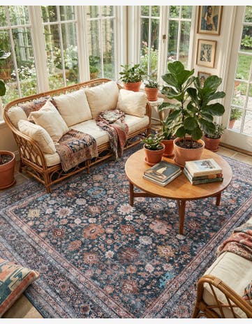 Antique Blue Yara Square Rug