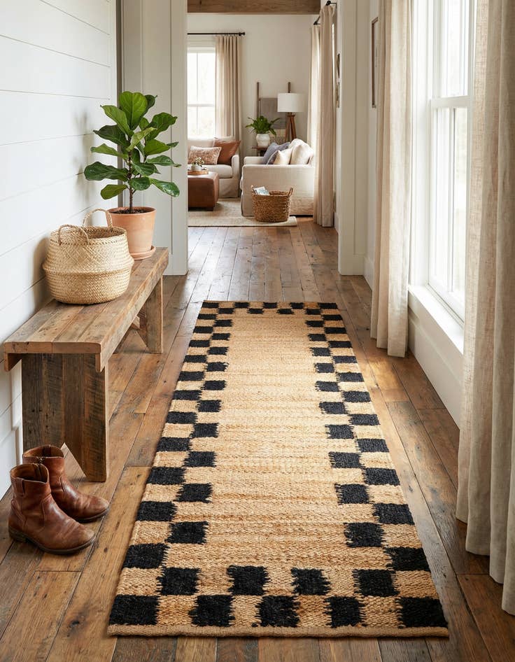 Detail image of 2' x 6' 1 Hand Woven Laurel Handwoven Jute Runner Rug