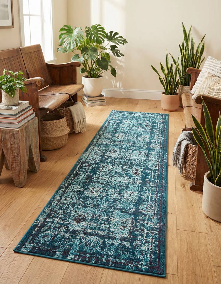 Detail image of 2' 2 x 6' 9 Washable Fleur Runner Rug