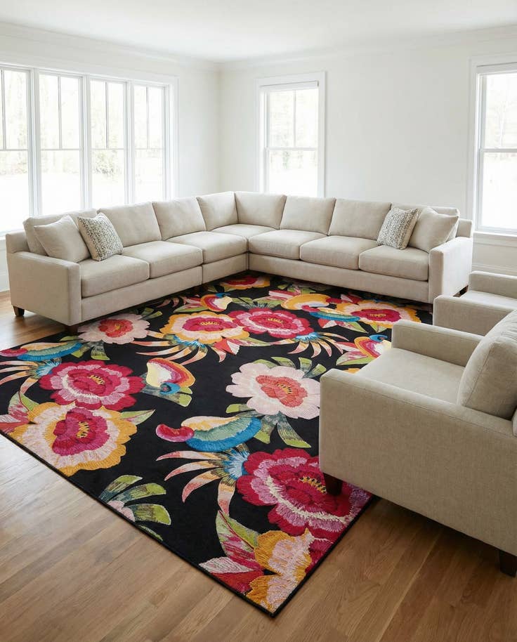 Detail image of 10' x 14' Easy-Clean Botanical Indoor / Outdoor Rug